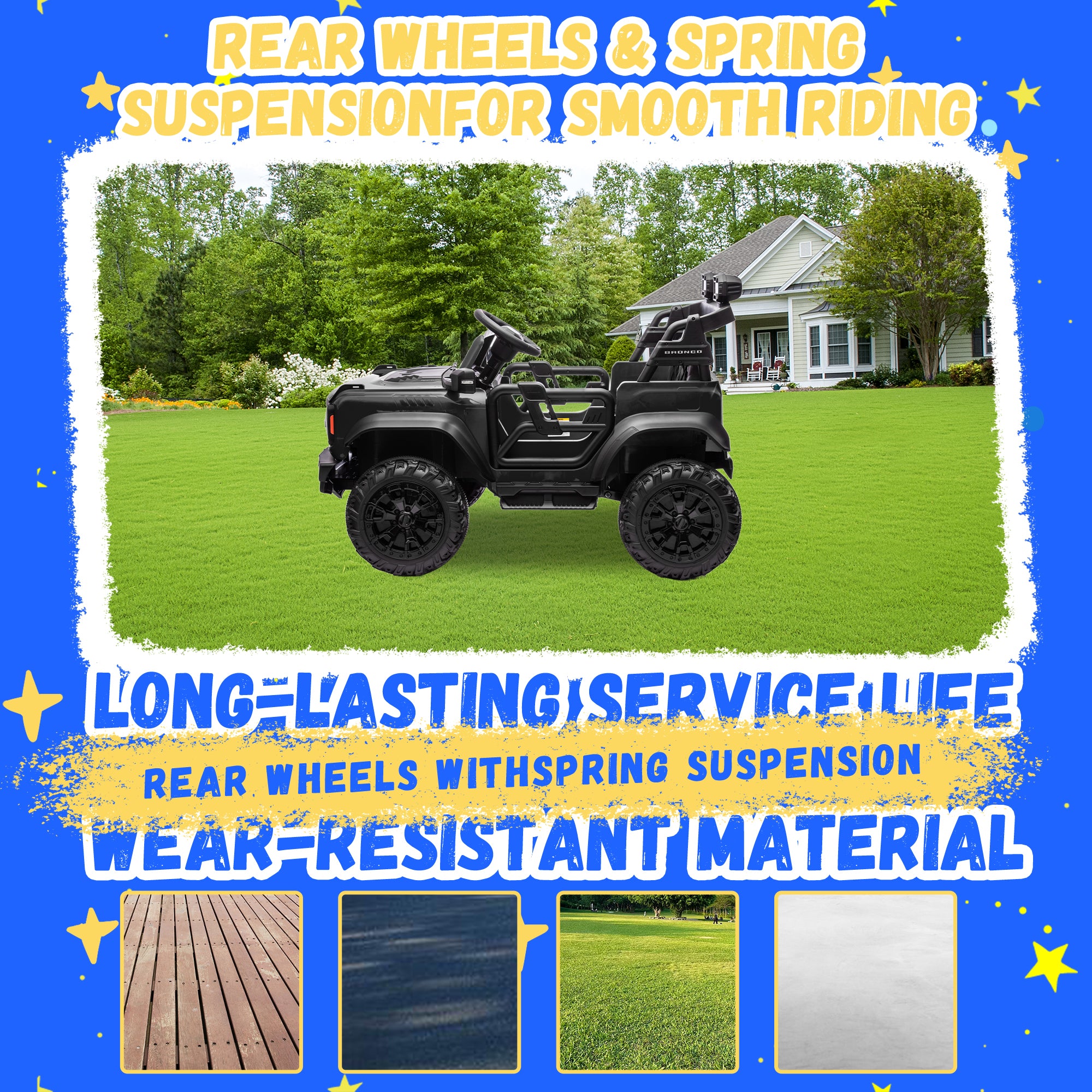2 Seats 24V Electric Car for Big Kids, Licensed Ford Bronco Raptor Powered Ride On Car with 4 Wheels Spring Suspension, Parent Remote Control, 24V Ride On Toys for Ages 3-8 Boys Girls Gifts