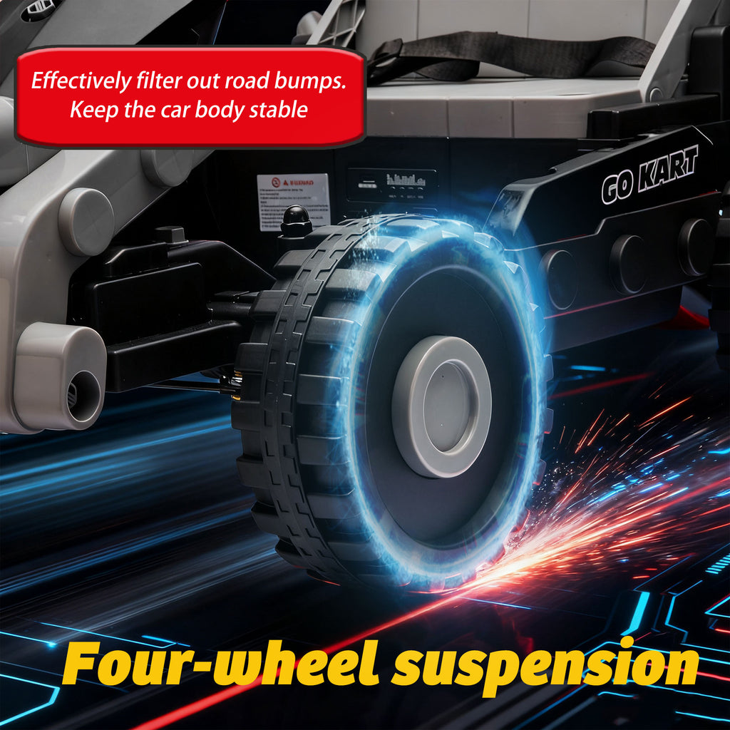 COCLUB 12V 2 Forms Block Electric Car, Power 4 Wheels Ride On Car with Remote Control, Spring Suspension, Ride On Toy for Ages 3+ Kids, Blue