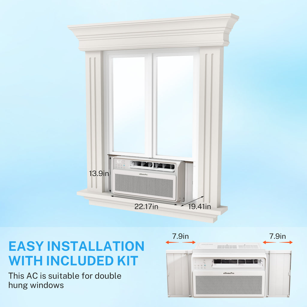 UHOMEPRO 12000 BTU Window Air Conditioner, 15-CEER Energy Efficient Window Air Conditioners, 35% Energy Saving, 42dB Super Quiet, Smart Inverter AC Window Unit, Fast Cooling, Easy Install