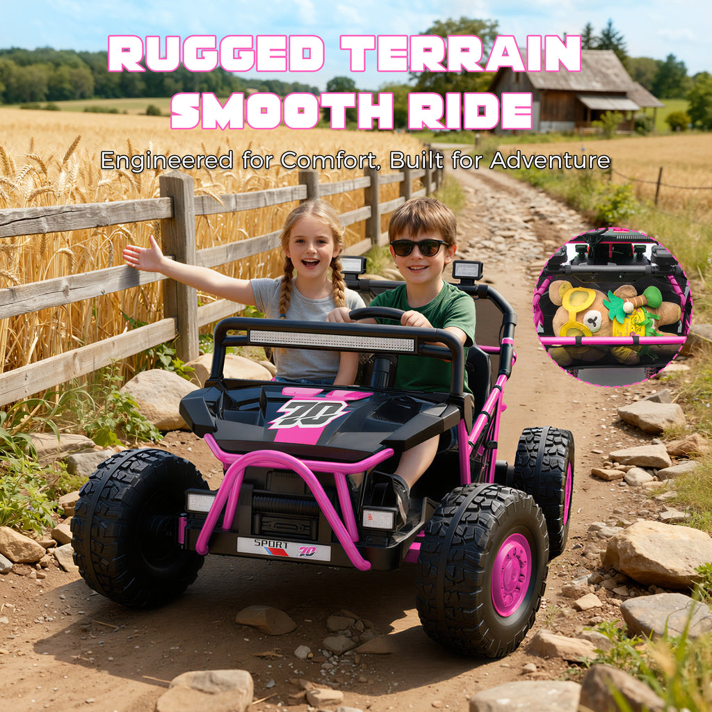 36V Electric Ride On Car for Big Kids, 2 Seater 36V Powered Electric Ride on Toy with Rear Wheel Spring Suspension, Bluetooth, Music, Max 8.7 MPH, Kids Electric Vehicle for Boys Girls Ages 6+, Pink