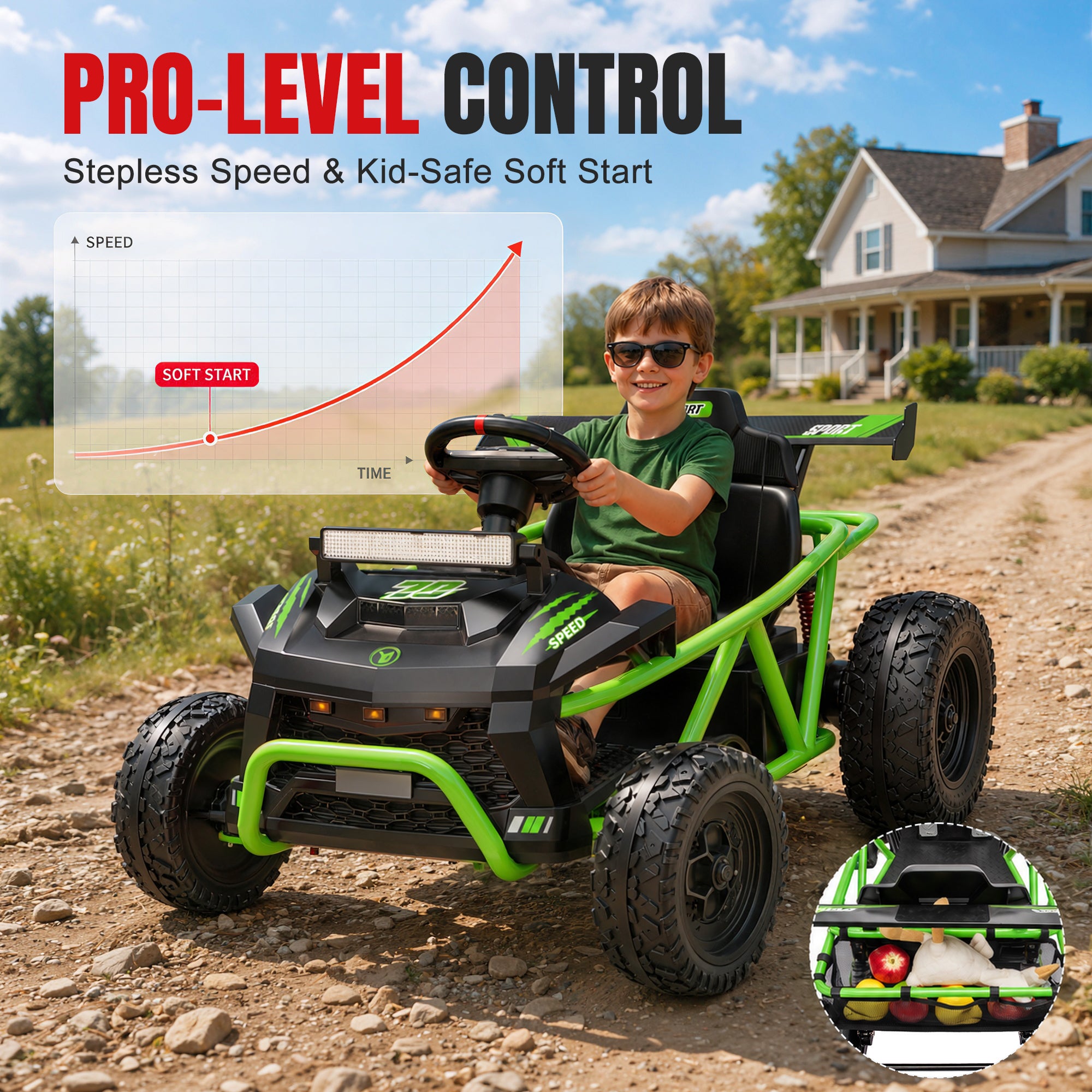 COCLUB 36V Ride On Car for Big Kids, Battery Powered Ride on Toy with Bluetooth, Music, Rear Wheel Spring Suspension, Max 9.3 MPH, Kids Electric Vehicle for Boys Girls