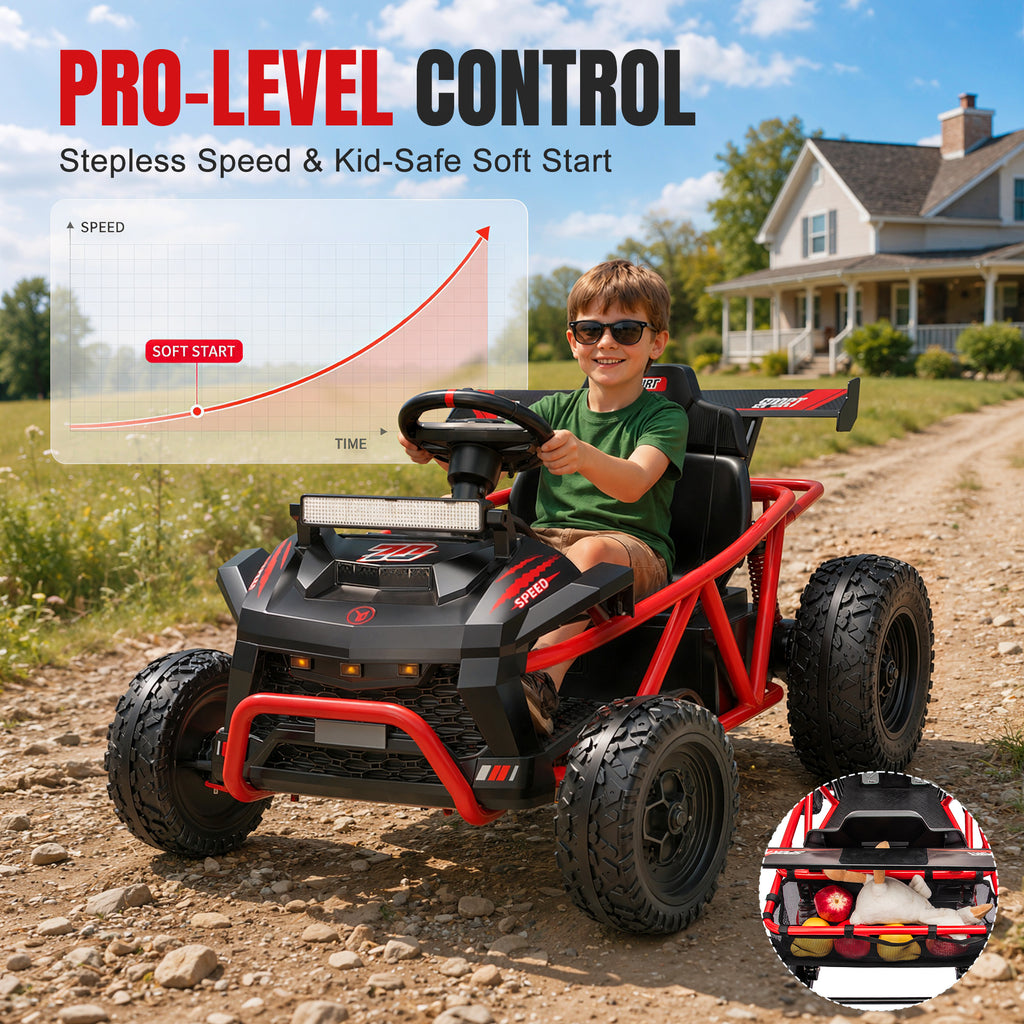 COCLUB 36V Ride On Car for Big Kids, Battery Powered Ride on Toy with Bluetooth, Music, Rear Wheel Spring Suspension, Max 9.3 MPH, Kids Electric Vehicle for Boys Girls