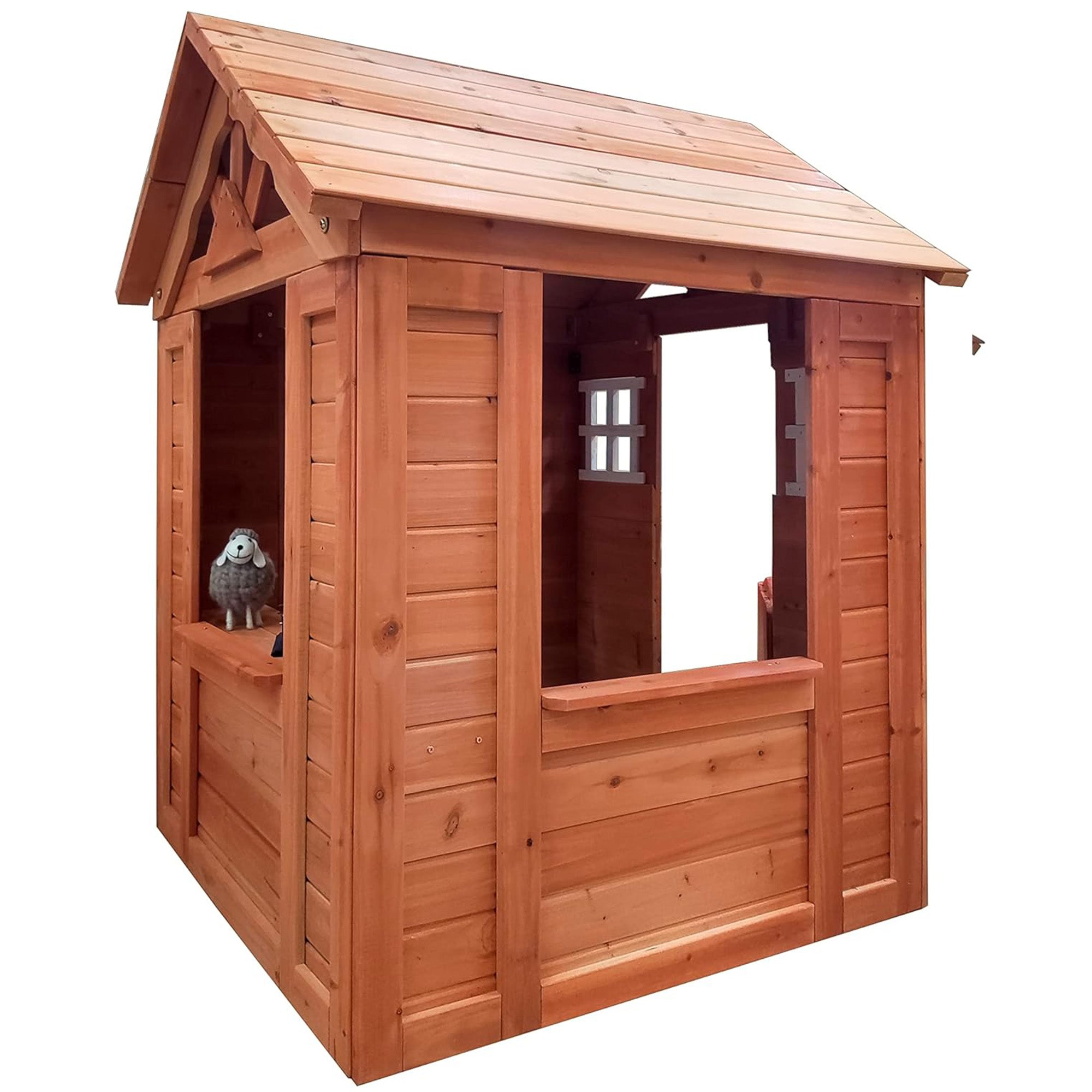 COCLUB Outdoor Wooden Playhouse for Kids Ages 4-8 – Durable Playhouse with Outdoor Kitchen, Snack-Bar & Gardening Kit, Fence (49.5"x62.3"x52.8") | Casa para Niños de Jardín