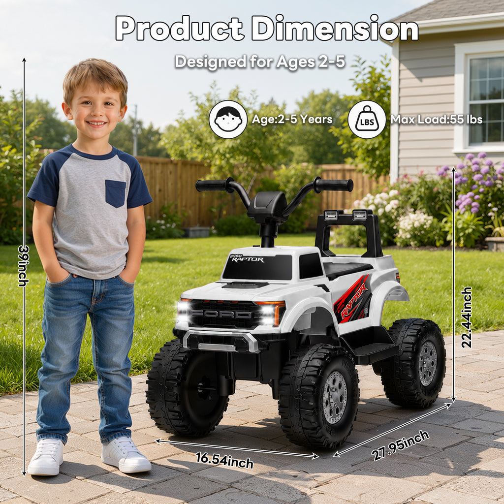 COCLUB 12V Ride On Car for Kids, Licensed Ford F-150 Raptor Battery Powered Ride On Toys w/4 Wheels, LED Lights, Toddlers Electric Car for Ages 2-5