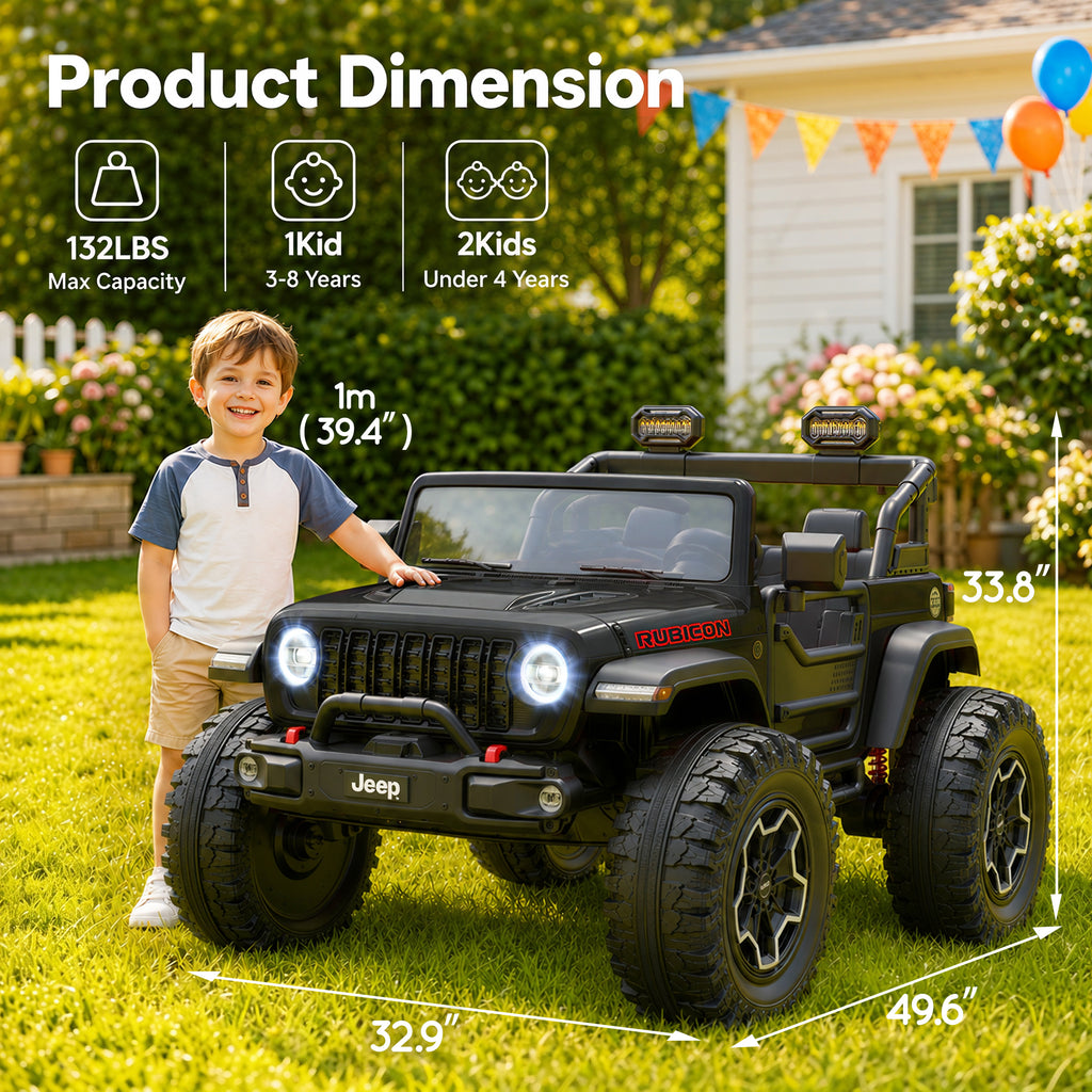 COCLUB 24V Jeep Wrangler Rubicon Ride On Car 2 Seaters for Big Kids, Powered Ride On w/4 Wheels Spring Suspension, Parent Remote Control, LED Lights, Bluetooth, MP3, Ride On Toy for Ages 3-8