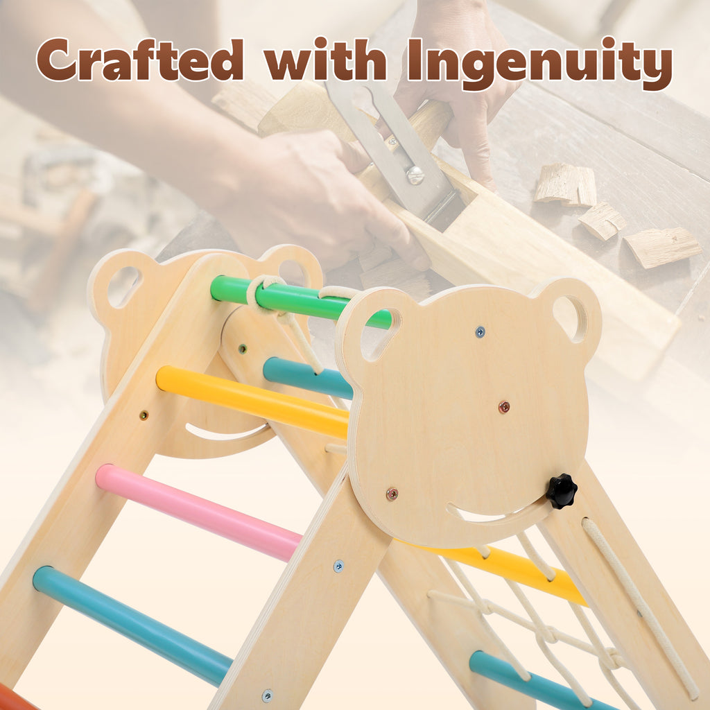 COCLUB Pikler Triangle Climbing Set, 7in1 Toddler Climbing Toys Indoor with Arch&Ramp&Ladder, Climbing Toys for Toddlers 1-3 Inside Gym - Rainbow