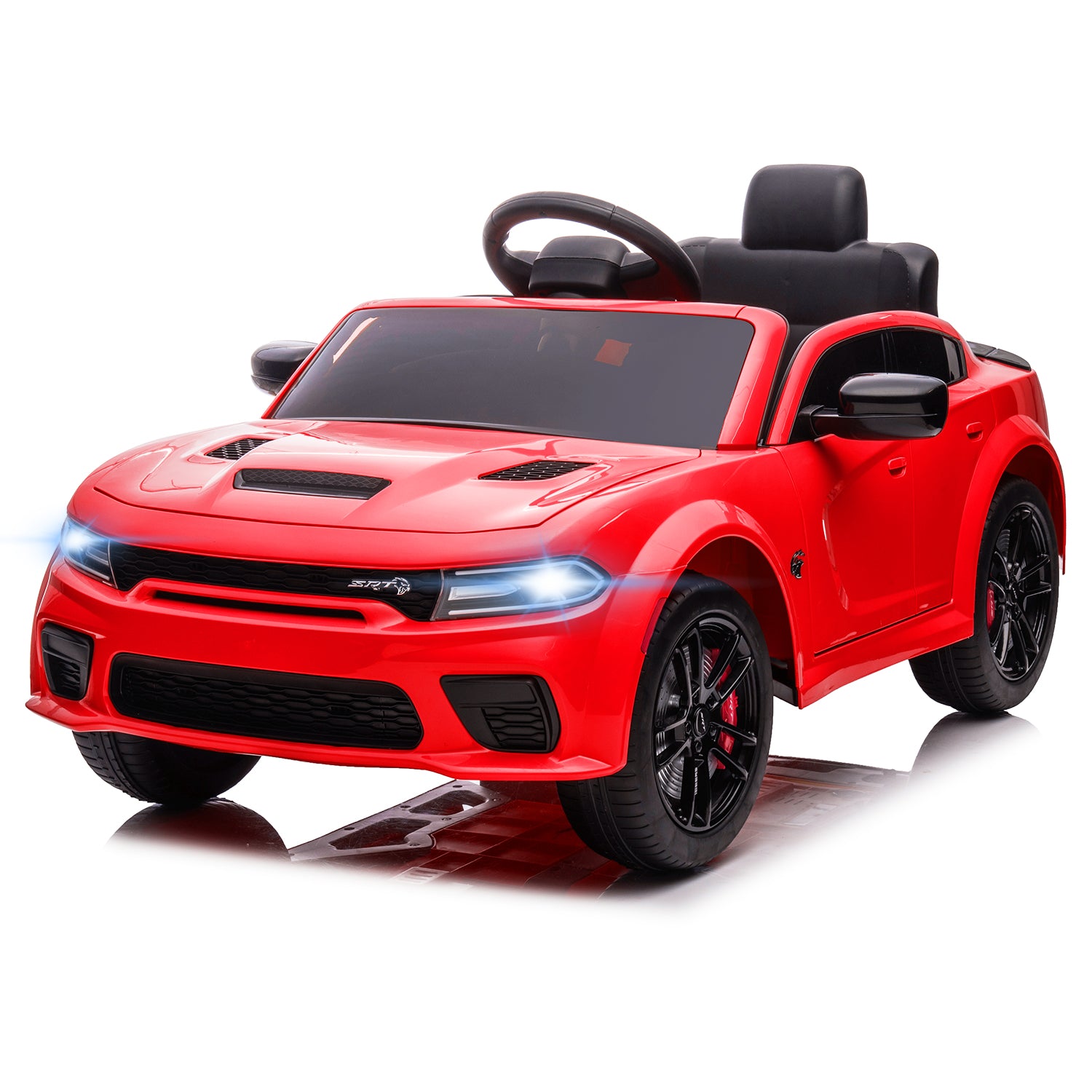 12V Ride On Car, Dodge Charger Powered Electric Car with Battery Powered, Bluetooth, Remote Control, LED Light, Ride On Toy for Ages 3+ Kids