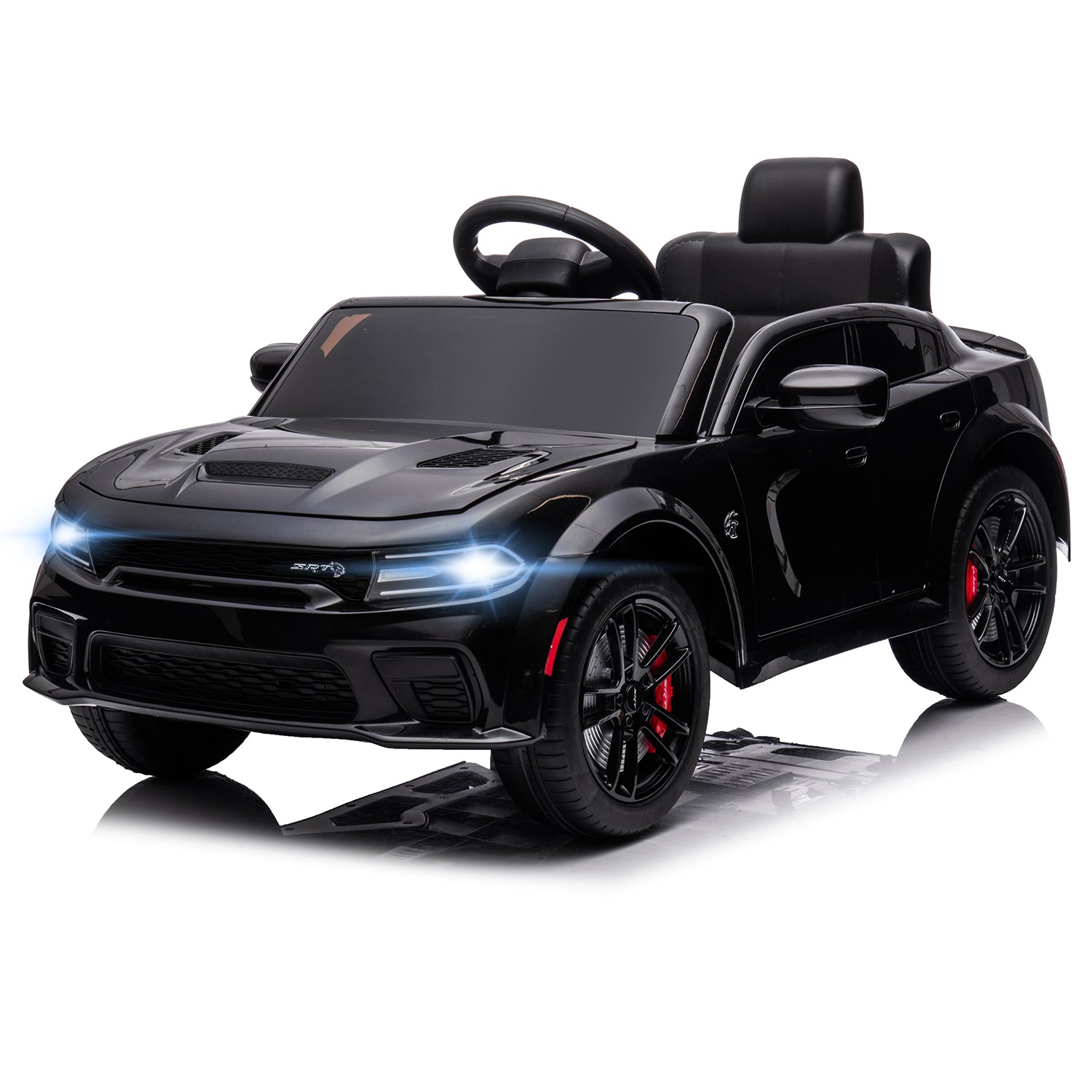 12V Ride On Car, Dodge Charger Powered Electric Car with Battery Powered, Bluetooth, Remote Control, LED Light, Ride On Toy for Ages 3+ Kids