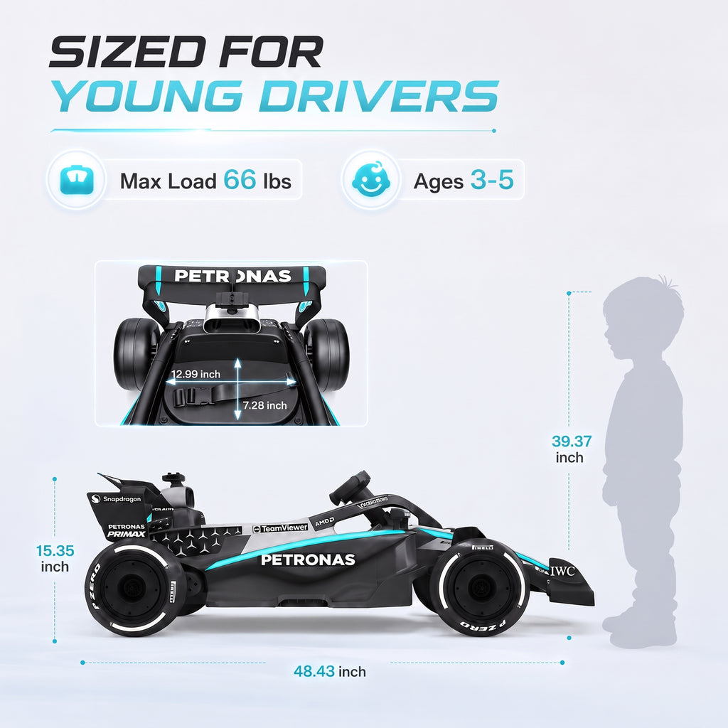 Mercedes-Benz F1 W16 24V Electric Go Kart, COCLUB Kids Ride on Car with Remote Contro, LED Light, Music, Bluetooth, for Ages 3-8