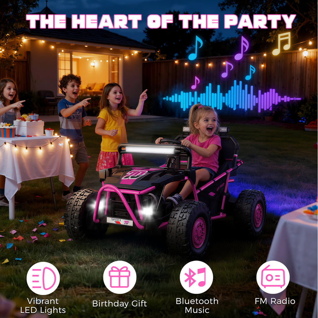 36V Electric Ride On Car for Big Kids, 2 Seater 36V Powered Electric Ride on Toy with Rear Wheel Spring Suspension, Bluetooth, Music, Max 8.7 MPH, Kids Electric Vehicle for Boys Girls Ages 6+, Pink