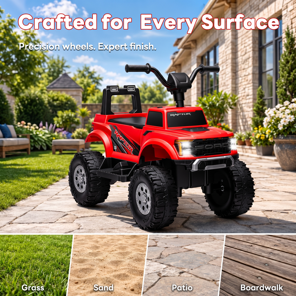 COCLUB 12V Ride On Car for Kids, Licensed Ford F-150 Raptor Battery Powered Ride On Toys w/4 Wheels, LED Lights, Toddlers Electric Car for Ages 2-5