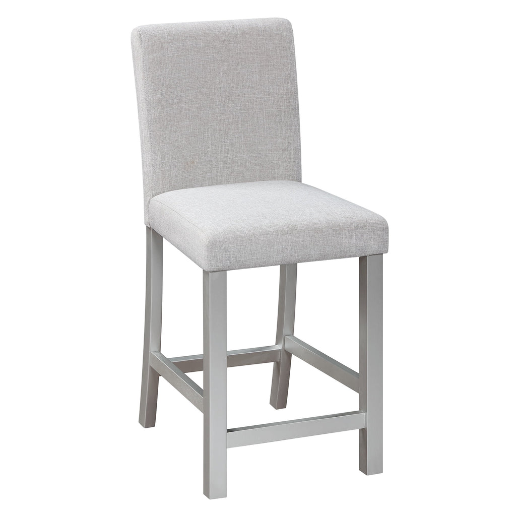 UHOMEPRO Dining Table Set for 4, Counter Height Dining Table and Chair Set, Square Wooden Table with 4 Upholstered Chairs and Crystal Decoration, Kitchen and Dining Room, Gray