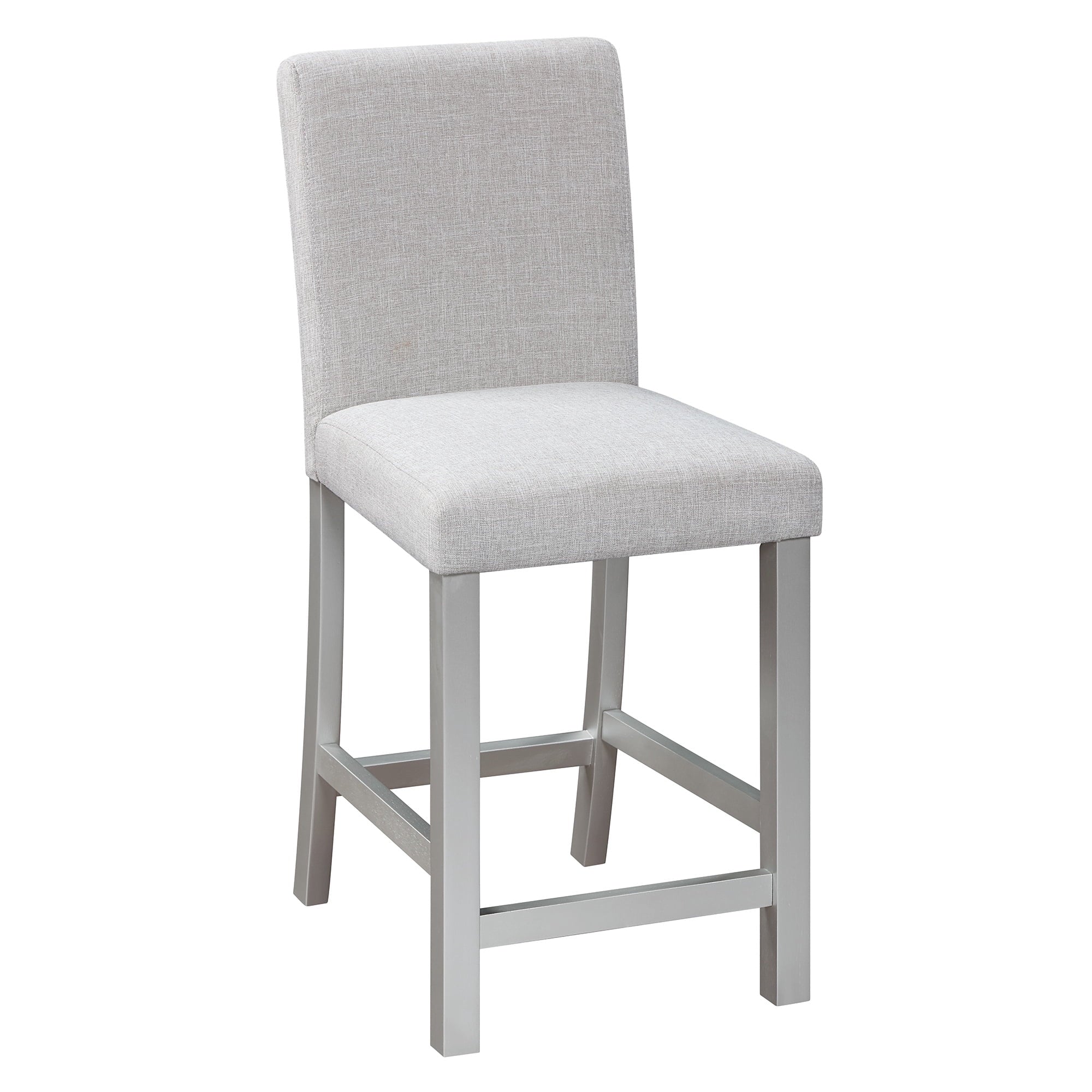 UHOMEPRO Dining Table Set for 4, Counter Height Dining Table and Chair Set, Square Wooden Table with 4 Upholstered Chairs and Crystal Decoration, Kitchen and Dining Room, Gray