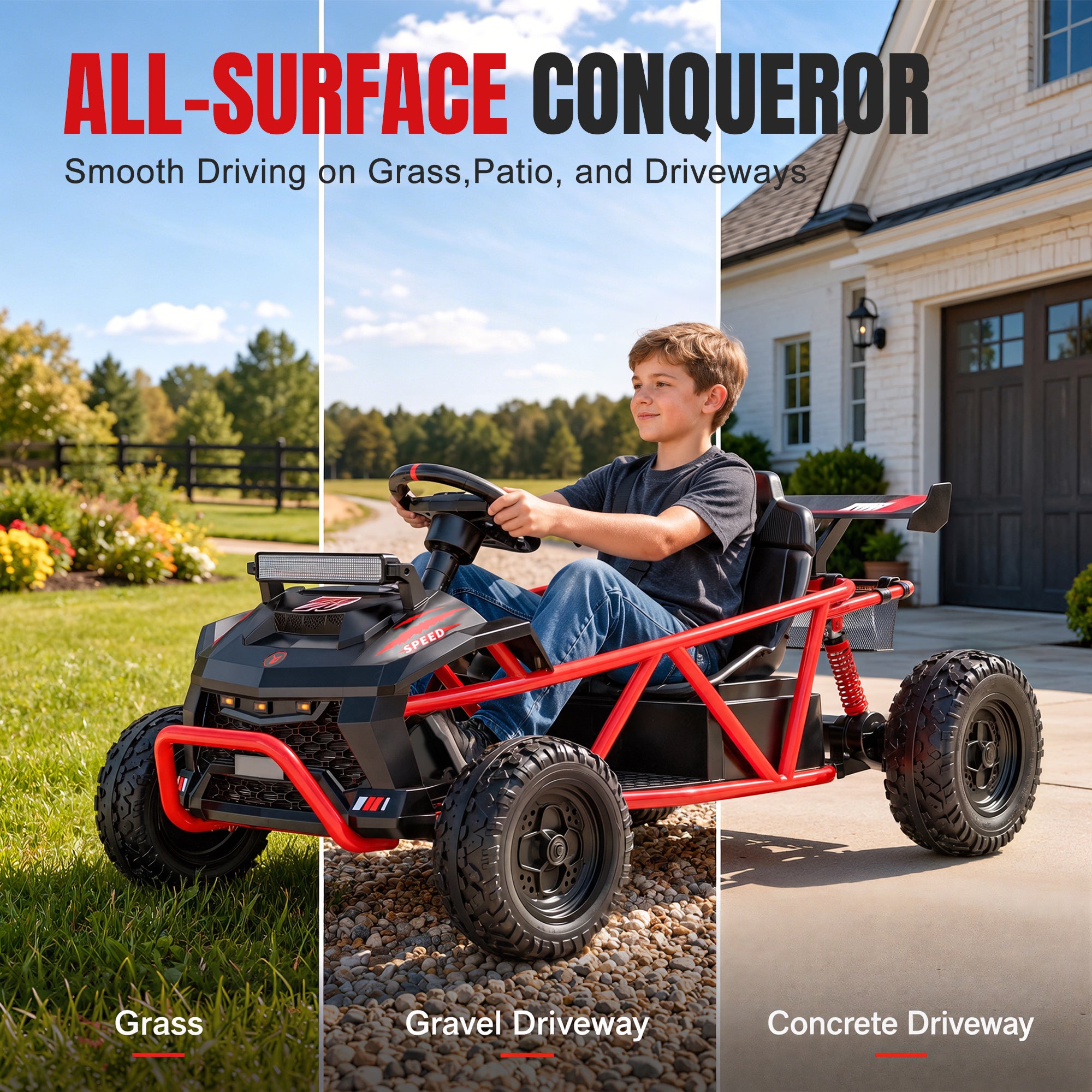 COCLUB 36V Ride On Car for Big Kids, Battery Powered Ride on Toy with Bluetooth, Music, Rear Wheel Spring Suspension, Max 9.3 MPH, Kids Electric Vehicle for Boys Girls