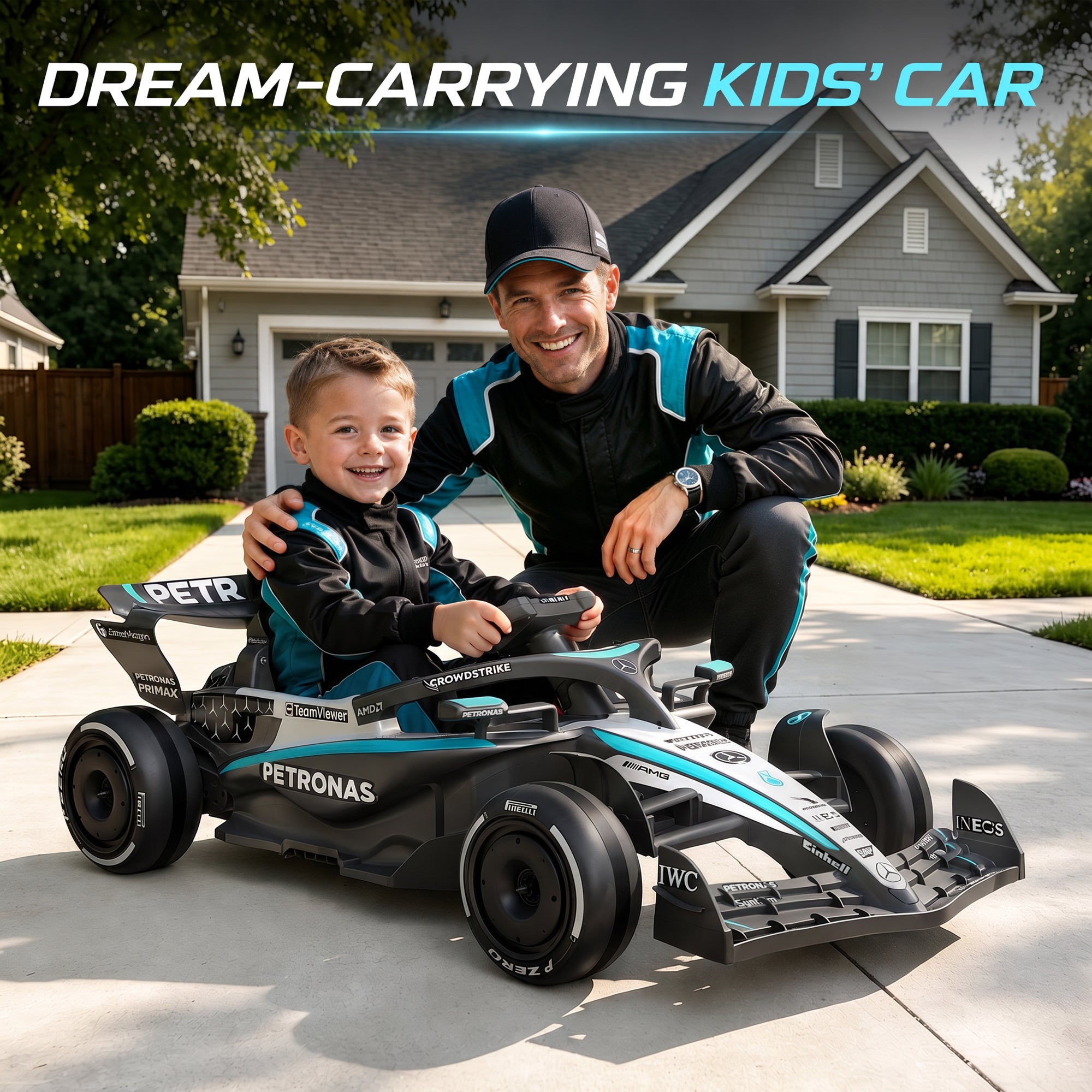 Mercedes-Benz F1 W16 24V Electric Go Kart, COCLUB Kids Ride on Car with Remote Contro, LED Light, Music, Bluetooth, for Ages 3-8