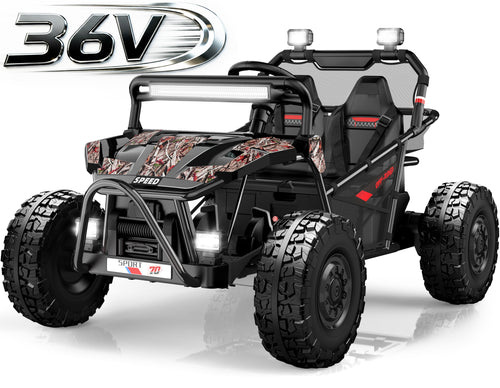 36V Electric Ride On Car for Big Kids, 2 Seater 36V Powered Electric Ride on Toy with Rear Wheel Spring Suspension, Bluetooth, Music, Max 8.7 MPH, Kids Electric Vehicle for Boys Girls Ages 6+, Blue