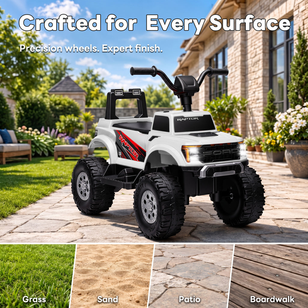 COCLUB 12V Ride On Car for Kids, Licensed Ford F-150 Raptor Battery Powered Ride On Toys w/4 Wheels, LED Lights, Toddlers Electric Car for Ages 2-5
