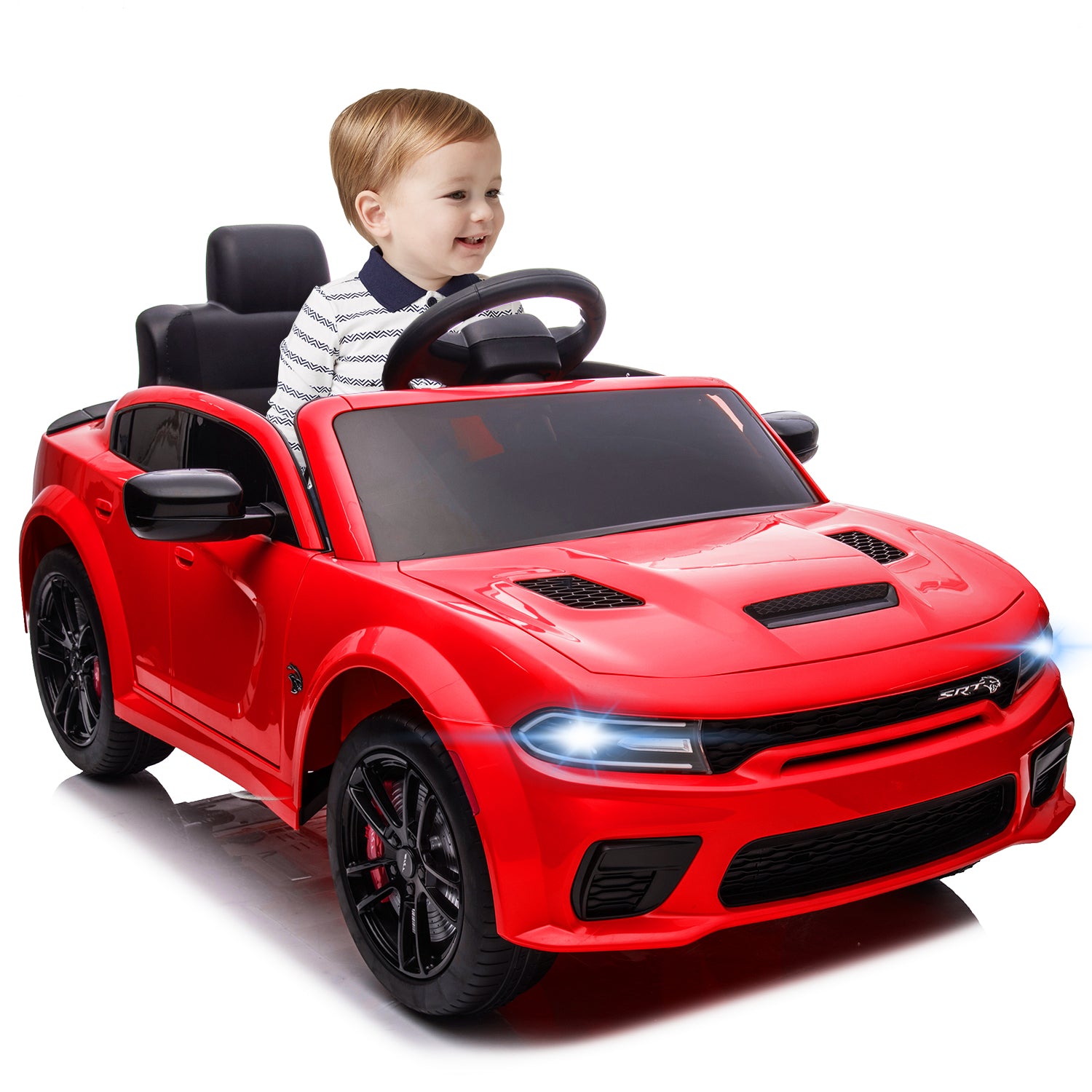 12V Ride On Car, Dodge Charger Powered Electric Car with Battery Powered, Bluetooth, Remote Control, LED Light, Ride On Toy for Ages 3+ Kids