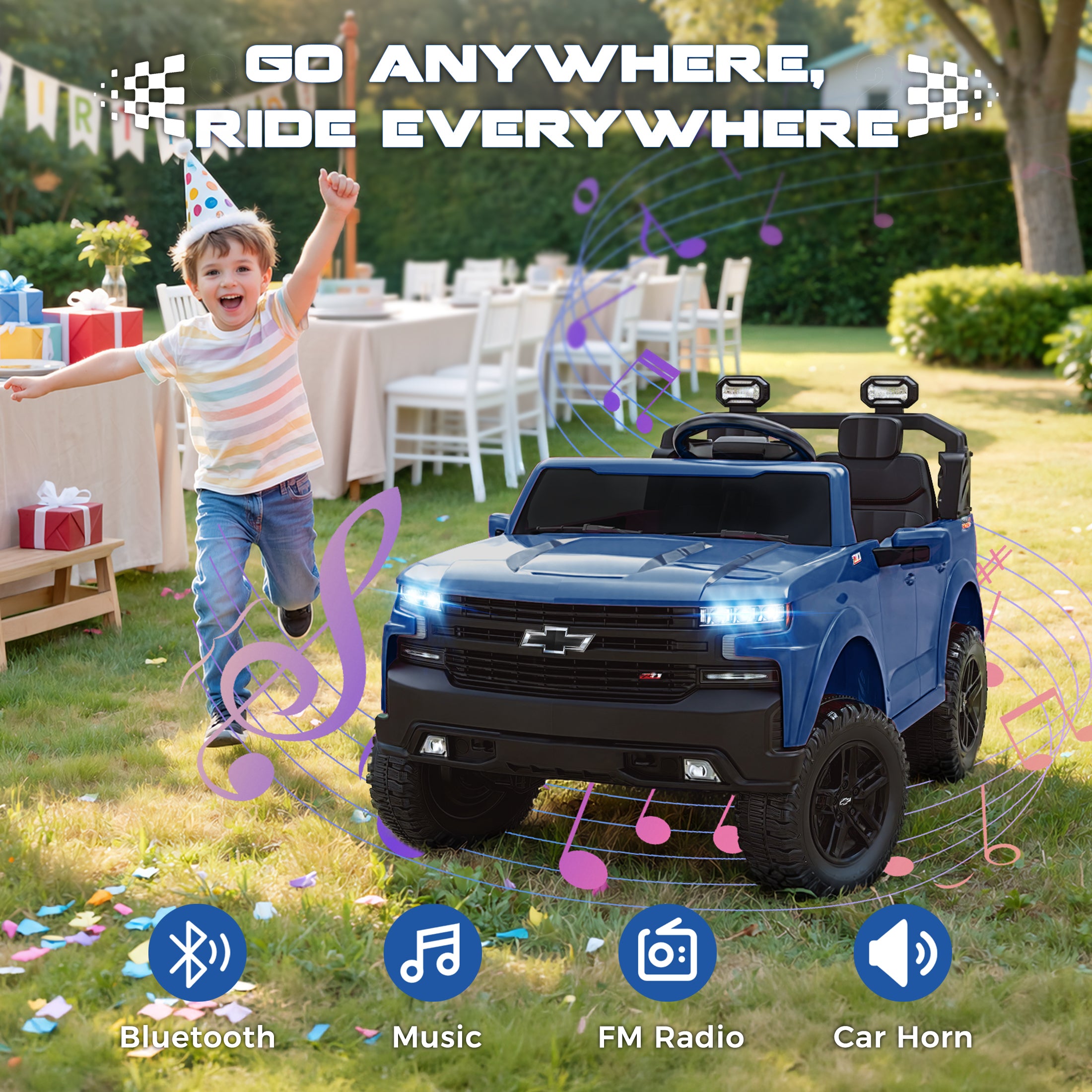 24V Ride On Car for Kids, Chevrolet Silverado 2 Seater Ride On Truck, Powered Electric Car with Remote Control, 90W Dual Motors, MP3 Bluetooth, LED, Ride On Toys for Boys Girls Ages 3–8 (Pink)
