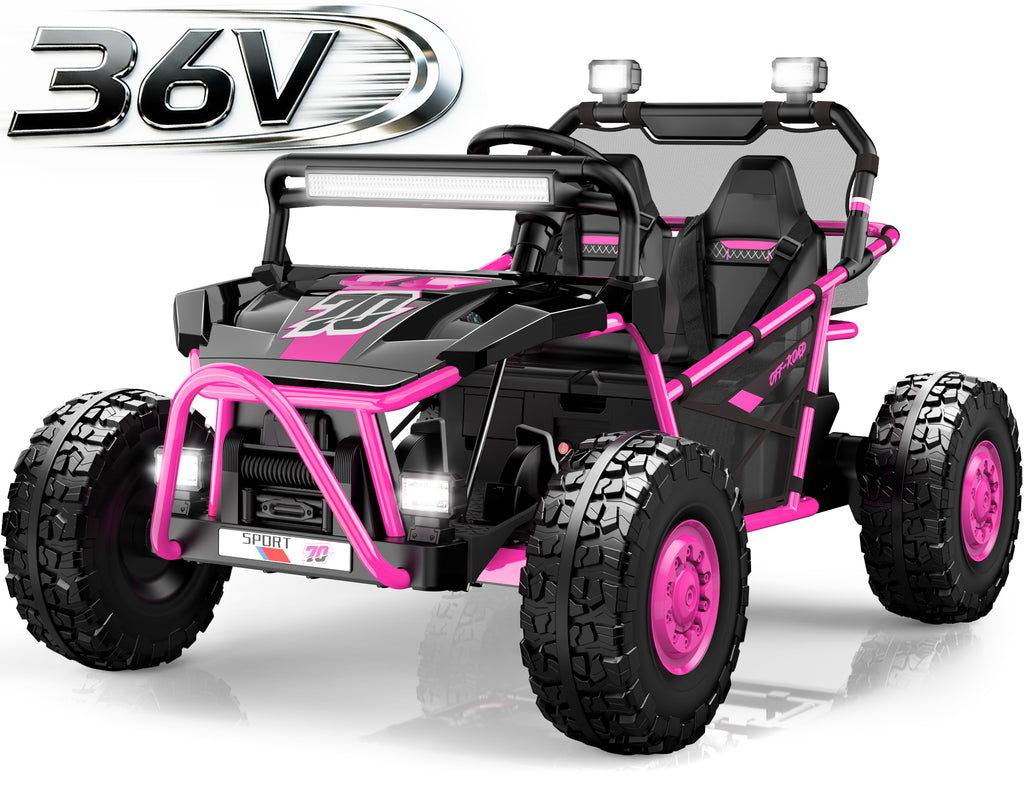 36V Electric Ride On Car for Big Kids, 2 Seater 36V Powered Electric Ride on Toy with Rear Wheel Spring Suspension, Bluetooth, Music, Max 8.7 MPH, Kids Electric Vehicle for Boys Girls Ages 6+, Pink