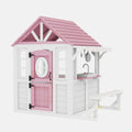 COCLUB Outdoor Playhouse with Kitchen and Bench, Wooden Playhouse for Kids Toddler Ages 3+, Casita Para Niñas, Pink