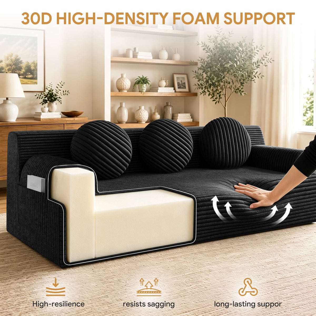 UHOMEPRO 71" Small Cloud Couch, 3 Seater Sofa with High Density Foam, No Assembly Low Profile Floor Couch for Bedroom, Apartment, 1200lbs, Deep Gray