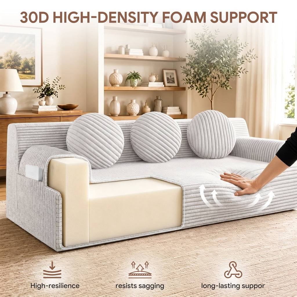 UHOMEPRO 71" Small Cloud Couch, 3 Seater Sofa with High Density Foam, No Assembly Low Profile Floor Couch for Bedroom, Apartment, 1200lbs, Deep Gray