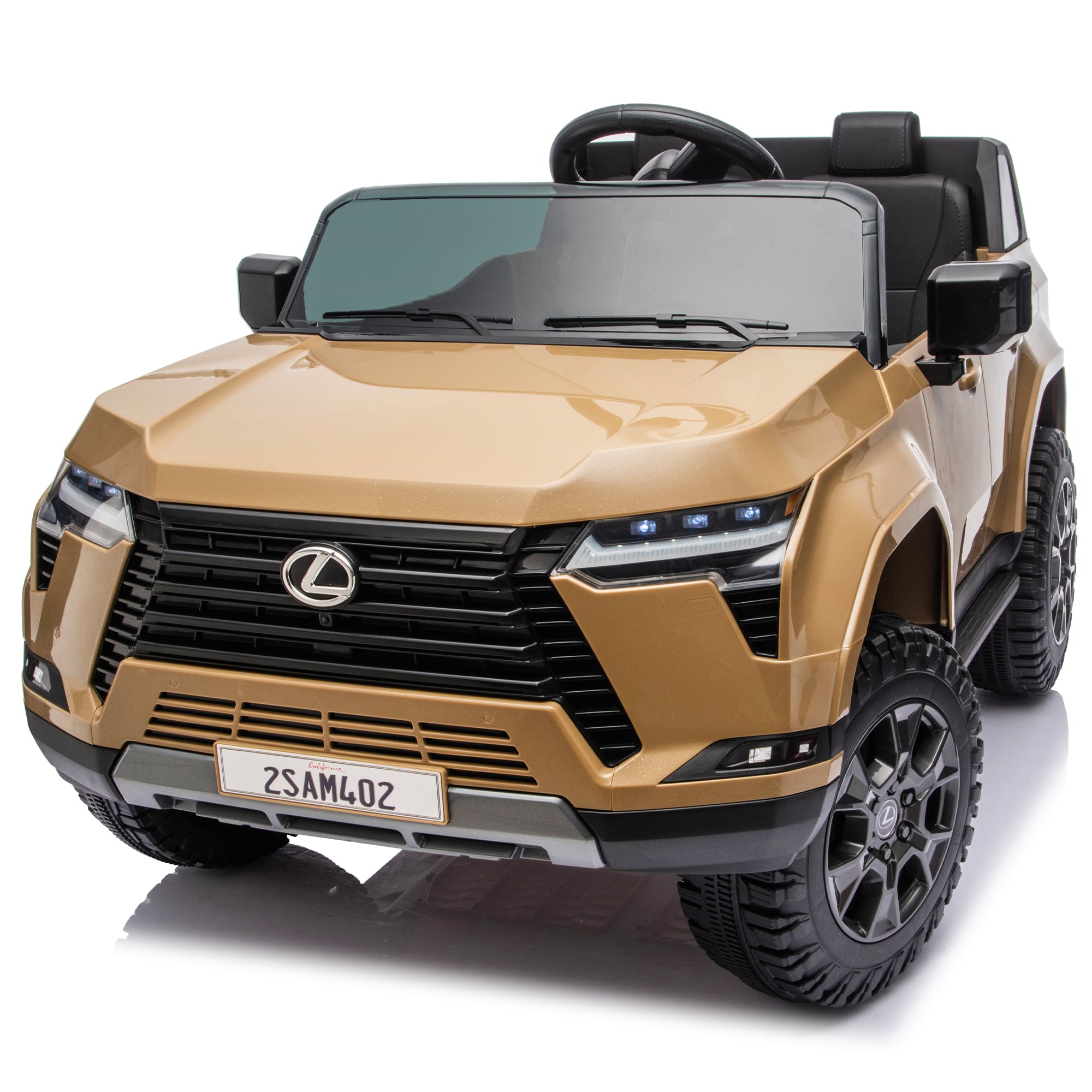24V Ride On Car for Kids with Remote Control, Lexus GX550 2 Seater Powered Electric Car for Kids, Ride On Toy with 4 Wheel Suspension, LED Lights, Bluetooth Music, Toy Cars for Boys Girls 3–8, Brown