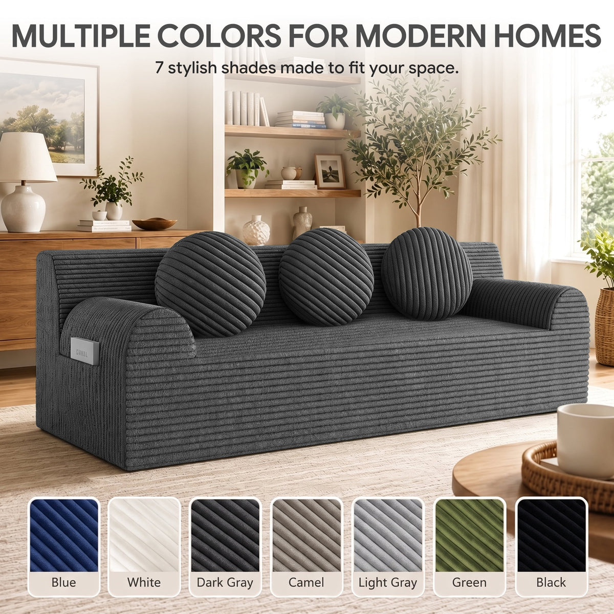 UHOMEPRO 71" Small Cloud Couch, 3 Seater Sofa with High Density Foam, No Assembly Low Profile Floor Couch for Bedroom, Apartment, 1200lbs, Deep Gray