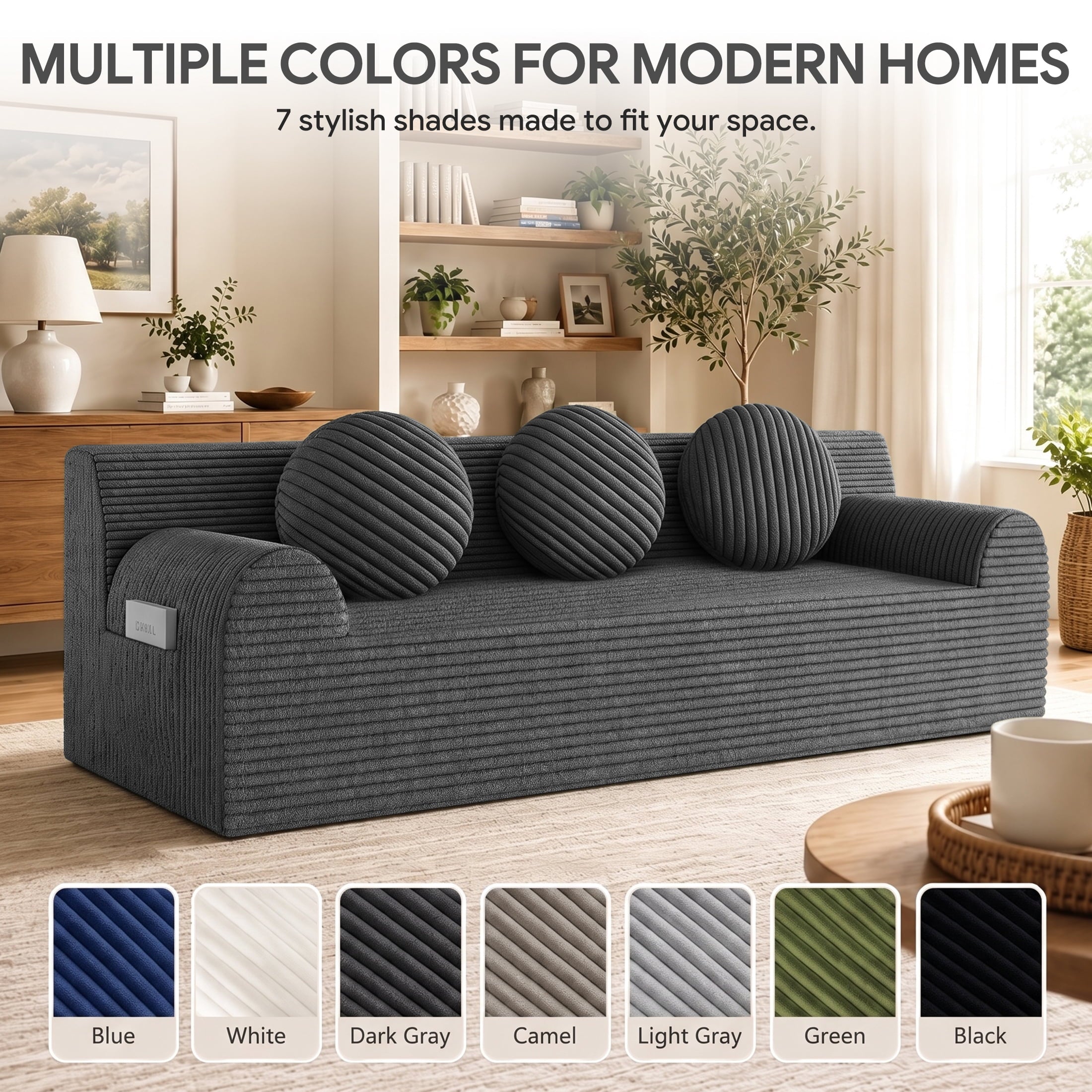UHOMEPRO 71" Small Cloud Couch, 3 Seater Sofa with High Density Foam, No Assembly Low Profile Floor Couch for Bedroom, Apartment, 1200lbs, Deep Gray