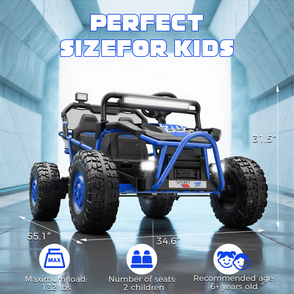 COCLUB 36V Electric Ride on Car Toy for Big Kids, 2 Seater Powered Electric  UTV Toys for Boys Girls 6-13, Kids Ride on Toy with Bluetooth, Music, 4 Wheels Spring Suspension, 3 Point Seatbelts, Blue