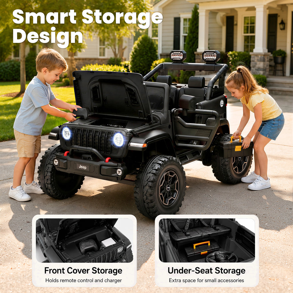 COCLUB 24V Jeep Wrangler Rubicon Ride On Car 2 Seaters for Big Kids, Powered Ride On w/4 Wheels Spring Suspension, Parent Remote Control, LED Lights, Bluetooth, MP3, Ride On Toy for Ages 3-8