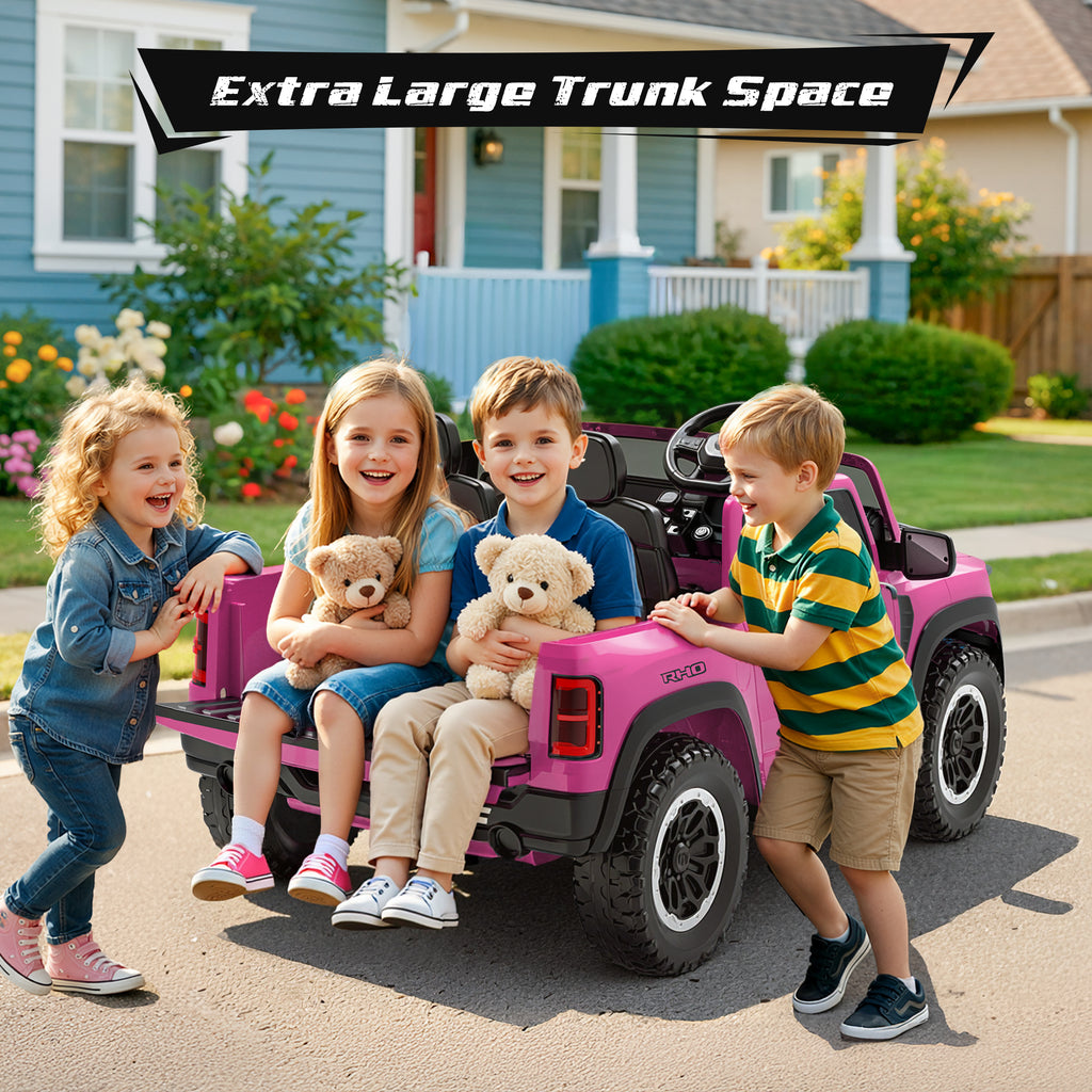 COCLUB RAM 24V Ride on Cars for Tow Kids, RAM 1500 RHO 2 Seat Battery Powered Ride on Toys with Remote Control, 4 Wheels Suspension Trunk, LED Light, MP3 Player, Electric Car for Kids Boy Girl Gift（副本）