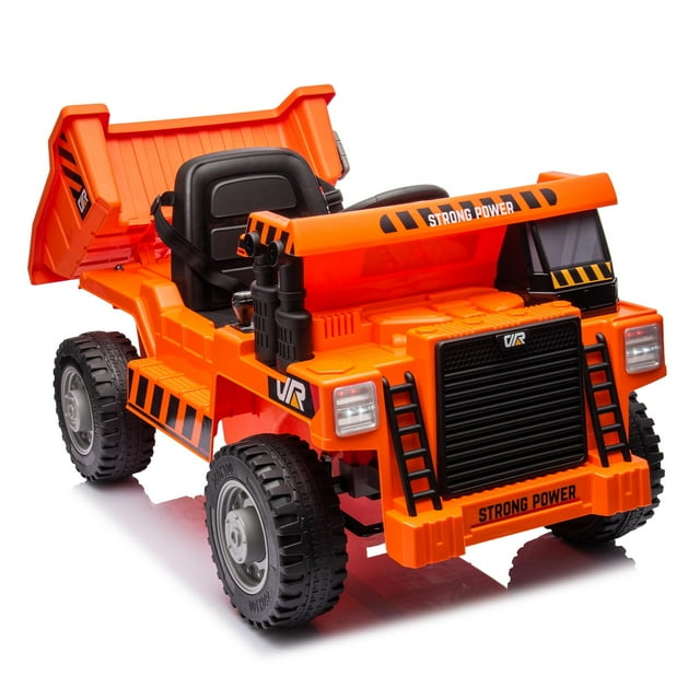 COCLUB Ride on Dump Truck, 12V Powered Ride on Car with Parents Control, Electric Dump Bed and Extra Shovel, Electric Ride on Toys with Phone Stand for Age 3+, Yellow