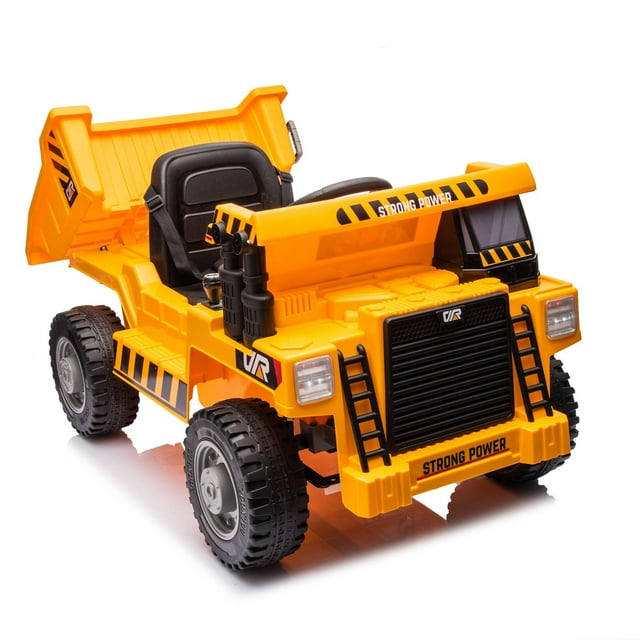 COCLUB Ride on Dump Truck, 12V Powered Ride on Car with Parents Control, Electric Dump Bed and Extra Shovel, Electric Ride on Toys with Phone Stand for Age 3+, Yellow