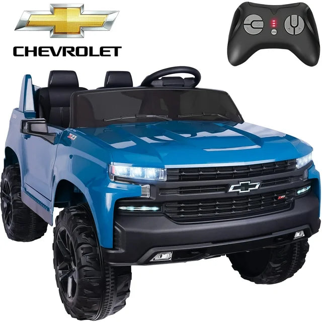 Chevrolet Silverado 24V Powered Ride on Cars for Kids, Extra large Real 2 Seat Ride on Toys with Remote Control, LED Light, MP3 Player, Electric Vehicles Ride on Truck for Boys Girls Gifts, Black