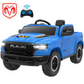 RAM 1500 Ride on Truck Cars, 12V Powered Ride on Toys with Remote Control, 4 Wheel Suspension Electric Cars for 3-5 Yrs Boy Girl W/Key Switch, Safety Belt, Music, Bluetooth, LED Lights, Blue