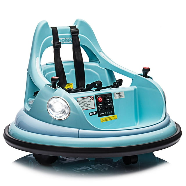 Kids Bumper car, 12V Electric Ride on Bumper Car with Remote Control, LED Lights, Safety Belt, Music and 360 Degree Spin, Battery Power Ride on Toys for Kids Toddler, ASTM Certified, Blue