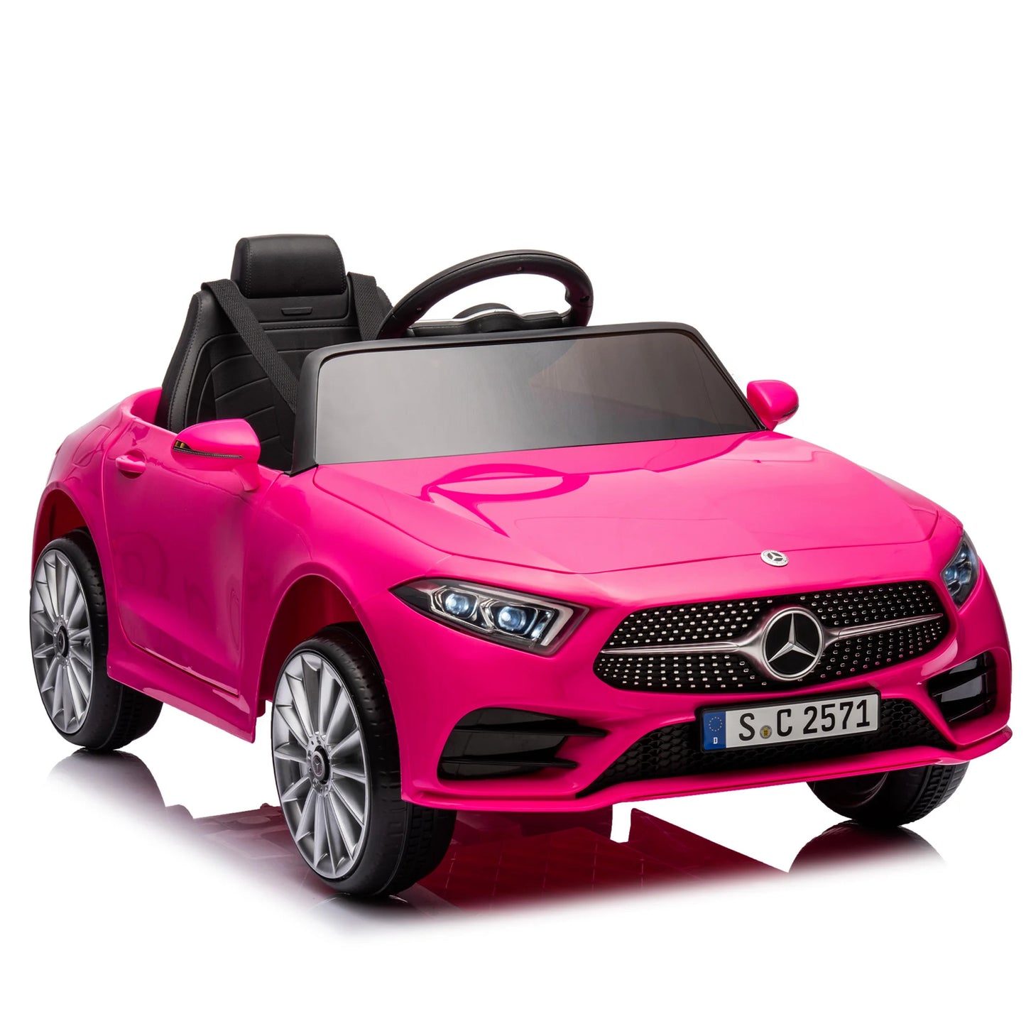 Kids Ride on Cars, 12V Powered Mercedes Benz Ride on Toys w/Remote Control, Music, Bluetooth, LED Light, USB, Power Display, Four Wheel Suspension Electric Car for Toddlers 2-4 Year Olds, Pink