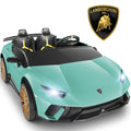 Lamborghini Huracan 24V Powered Ride on Car 2 Seat, 4WD Electric Cars for Kids with Remote Control, Suspension, LED Light, Music, Bluetooth, Children Ride on Toy for 3-8 Years Boys Girls, Black