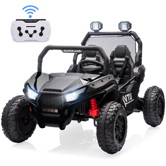 COCLUB 24V 7AH Powered Ride On Cars 2 Seat Truck with Remote Control, LED Light, MP3 Player, Spring Suspension Electric Ride On Toys for Boy Girl