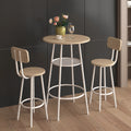 UHOMEPRO 3 Pieces Bar Table Set, Modern Bar Table Set with 2 Stools, Home Kitchen Breakfast Table and Chairs Set Ideal for Pub, Living Room, Breakfast Nook, Easy to Assemble, Beige