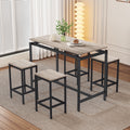 UHOMEPRO Counter Height Table Set of 5, Breakfast Bar Table and Stool Set, Modern 5 Piece Dining Table Set with 4 Stools, Rectangle Pub Table Set for Kitchen Apartment, Space Saving, Dark Brown
