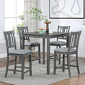 UHOMEPRO Dining Table Set for 4, Modern Counter Height Kitchen Table with 4 Upholstered Chairs, 5 Piece Solid Wood Dining Room Set, Farmhouse Kitchen Dining Table set of 4 for Home, Walnut Style A