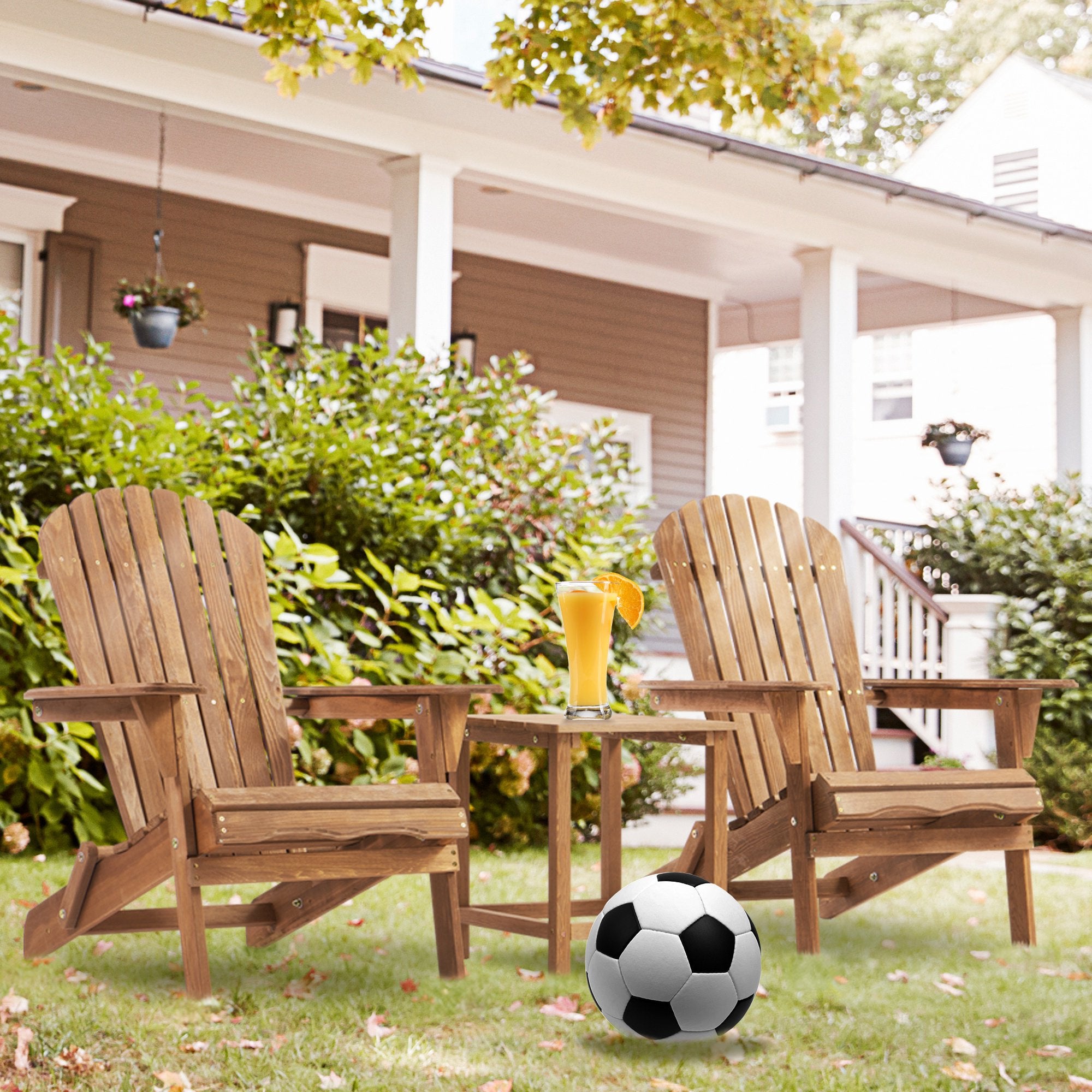 UHOMEPRO Outdoor Adirondack Chairs Set of 2, Weather Resistant Patio Lawn Chair, Wooden Folding Fire Pit Chairs for Outside Deck Garden Backyard Balcony, Patio Furniture Set Lounge Chairs, Gray B