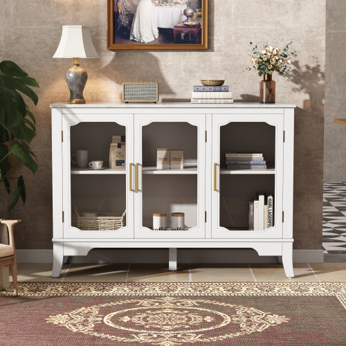 Uhomepro Storage cabinet in the entrance to the living and dining room, large storage space, 3 doors, stylish style, white