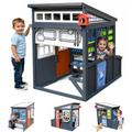 COCLUB Outdoor Playhouse for Kids, Wodden Playhouse w/ Workbench, Tools & Storage Accessories, STEM Educational Outdoor Toys Gift for Boys Girls Ages 3-8