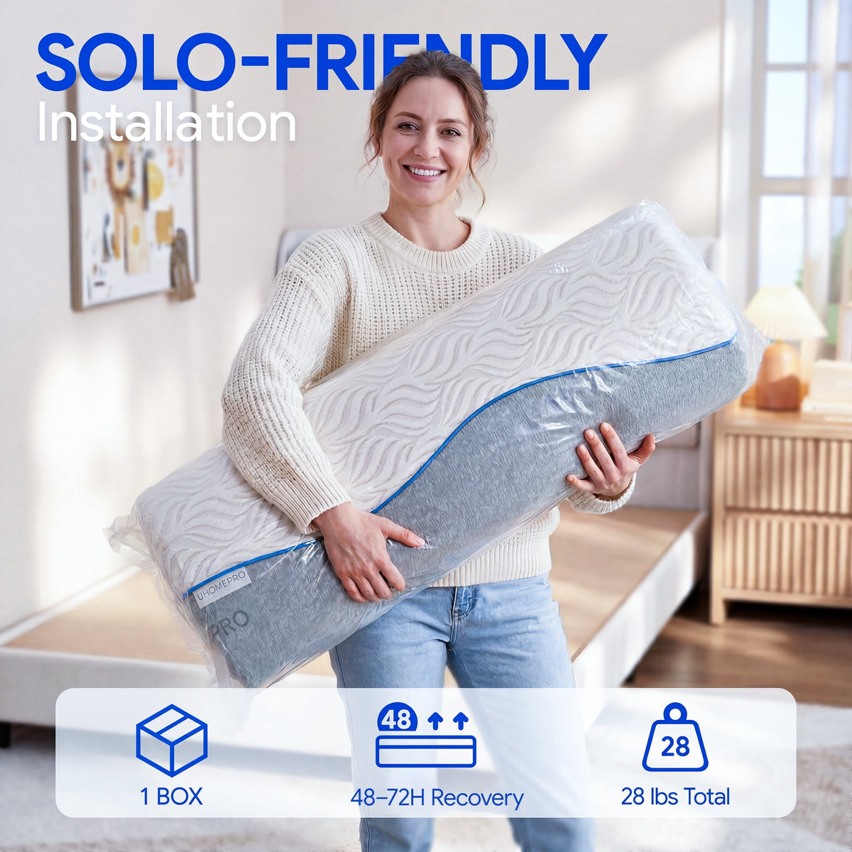 UHOMEPRO 8" Twin Mattress for Kids Adults, Gel Memory Foam Mattress in a Box for Bunk Bed, Twin Colchón with Egg-Crate Foam for Cooler Sleep, Pressure Relief, Fiberglass-Free, Medium Firm