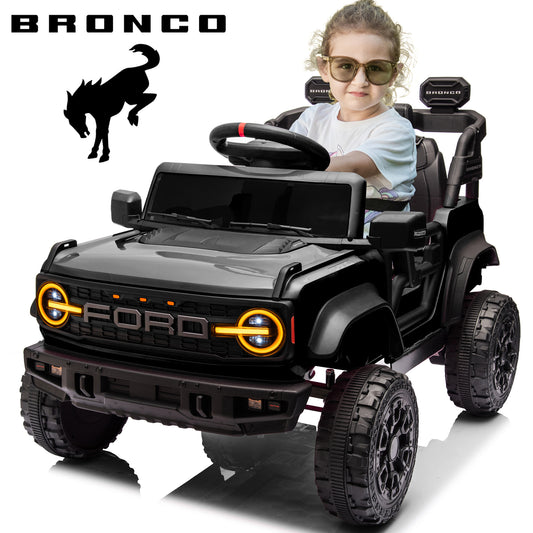 12V Powered Ride On Cars One Seater, Licensed Ford Bronco Raptor Electric Car with Remote, Spring Suspension, 2x25W Motor, Bluetooth, 2.48MPH Max, Max Weight 66lb, Kids Ride on Toys for Ages 3-8