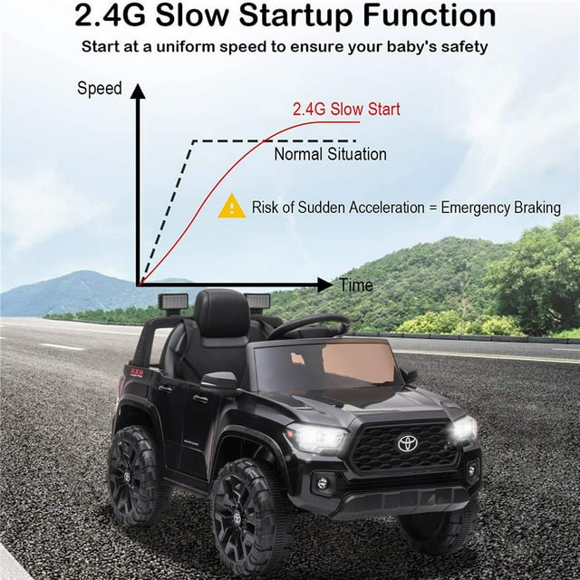Toyota Tacoma Ride on Cars for Boys, 12V Powered Kids Ride on Cars Toy with Remote Control, Black Electric Vehicles Ride on Truck with Headlights/Music Player for 3 to 5 Years Old Boy Girls GTIN:08043618885258